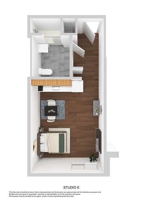 Floor plan for studio, 1 bath